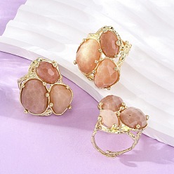 Кварц Манжеты из натурального кварца, латунные регулируемые кольца для женщин, золотые, 32~33 мм, внутренний диаметр: 20 мм