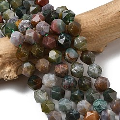 (RRHB277) Кристалл на подкладке из медово-бежевого цвета Природного индийского агата бисер нитей, звезды вырезать круглые бусы, граненые, 7~8x7~8x7~8 мм, отверстие : 1 мм, около 46~47 шт / нитка, 14.72''~15'' (37.4~38.1 см)