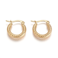 Золотой 201 серьги из нержавеющей стали с геометрическим обручем, с 304 штифтов из нержавеющей стали, гипоаллергенные серьги, , кольцо, золотые, 16~17.5x3 мм, 9 датчик, штифты : 1x0.6 мм