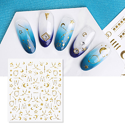 Gold Nail Art Stickers Decals, Self-adhesive, 3D Stickers, For Nail Tips Decorations, Gold, 138x90mm