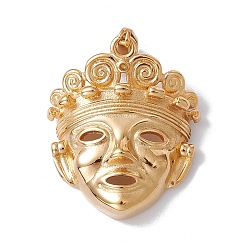 Золотой Вакуумное покрытие pvd 304 подвески из нержавеющей стали, маска очарование, золотые, 33x28x9 мм, отверстие : 8.5x4 мм