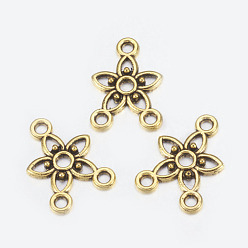 Античное Золото Люстра компонента ссылки, 3 Разъемы петли, без свинца и без кадмия, сплав, звезда, античное золото , длиной около 17.5 мм , шириной 12 мм , толщиной 2 мм , отверстие : 1.5 мм