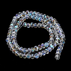 Clear Transparent Electroplate Glass Beads Strands, AB Color, Faceted Lantern, Clear, 6x4.5mm, Hole: 1.4mm, about 98pcs/strand, 17.72''(45cm)