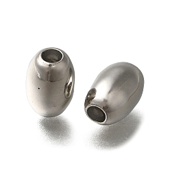 Платина Стойки обшивки латунные бусины, долговечный, без свинца и без кадмия, рис, платина, 12x8 мм, отверстие : 3.2 мм