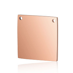 Розовое Золото Ионное покрытие (ip) 304 кулоны для штамповки из нержавеющей стали, зеркальная полировка, квадратный шарм, розовое золото , 16x16x1 мм, отверстие : 1 мм