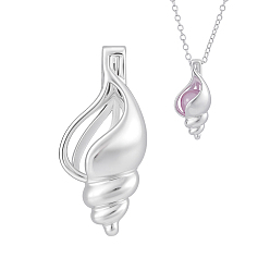 Серебро 1шт. 925 подвески из стерлингового серебра с бусинами в форме клетки, подвески-клетки в форме ракушки, серебряные, 24x10x10.5 мм, отверстие : 3.4x2.4 мм