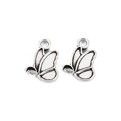 Античное Серебро Эмальерные сеттинги, сплав, в тибетском стиле , без кадмия и без свинца, бабочка, античное серебро, 15x12x2 мм, отверстие : 2 мм
