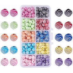 Mixed Color Plating Acrylic Beads, Metal Enlaced, Round, Mixed Color, 8x8x8mm, Hole: 2mm, about 35pcs/compartment, 280pcs/box, Packaging Box: 11x7x3cm