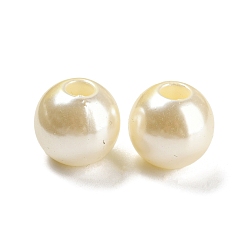 Beige Perle d'imitation en plastique ABS, ronde, beige, 20x18mm, Trou: 7mm, environ135 pcs / 500 g