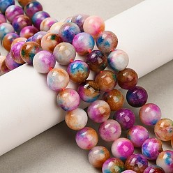 Разноцветный Бусины из натурального белого нефрита, окрашенные, круглые, красочный, 8.5 мм, отверстие : 0.9 мм, около 47 шт / нитка, 14.72'' (37.4 см)