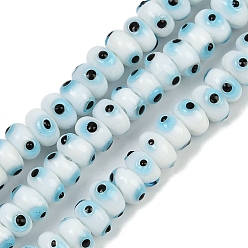 Белый Ручной сглаза бусины бисер нитей, рондель, белые, 5.5~6x3~4 мм, отверстие : 1.4 мм, около 40 шт / нитка, 5'' (12.7 см)