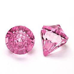 Ярко-Розовый Прозрачные акриловые подвески для штор, граненые, капля, ярко-розовый, 44x36 мм, Отверстие : 3 мм , около 20~21 шт / 485~500 г