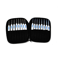 Белый Китайский стиль 8шт. алюминиевый штифт с пластиковой ручкой крючок для вязания, с 8шт. железный штифт, пластиковая ручка, крючок для вязания, белые, 150x170x29 мм