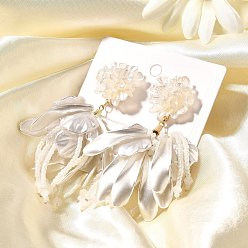 Золотой Серьги-гвоздики из сплава и 925 стерлингового серебра и акрила, цветок, золотые, 85x45 мм