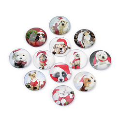 (52) Непрозрачная лаванда Flatback стеклянные кабошоны для поделок проектов, шаблон рождественской темы, купол / полукруглый, разноцветные, 10x3.5 мм