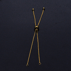 Golden Adjustable 201 Stainless Steel Slider Bracelets Making, Box Chain Bolo Bracelets Making, Golden, Single Chain Length: about 11.5cm