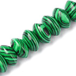 Malachite Perles synthétiques malachite brins, perles de soucoupe, rondelle, 12x5.5~6.5mm, Trou: 1.2mm, Environ 33 pcs/chapelet, 7.80~8.82 pouce (19.8~22.4 cm)