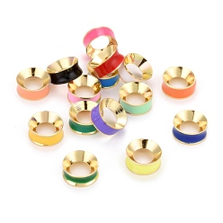 (52) Непрозрачная лаванда Желобчатые латунные эмалевые бусины, реальный 18 k позолоченный, кольцо, разноцветные, 9.8x4.5 мм, внутренний диаметр: 6мм