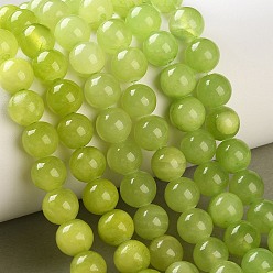Green Yellow Natural Green Calcite Beads Strands, Dyed, Smooth Round, 8mm, Hole: 1.2mm, about 49pcs/strand, 15.75''(40cm)