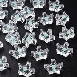 Aquamarine Transparent Acrylic Beads, Bead in Bead, Crown, Aquamarine, 14x17.5x7mm, Hole: 2mm, about 581pcs/500g