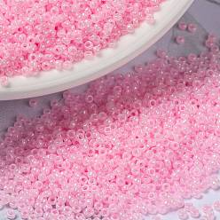 (RR530) Pink Ceylon MIYUKI Round Rocailles Beads, Japanese Seed Beads, (RR530) Pink Ceylon, 15/0, 1.5mm, Hole: 0.7mm, about 5555pcs/bottle, 10g/bottle