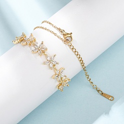 Золотой Латунные кристаллы со стразами 5 кулон в виде цветка 201 цепочка из нержавеющей стали для женщин, золотые, 15.94 дюйм (40.5 см)