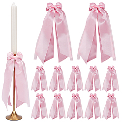 Розовый 12шт полиэстер аксессуары для одежды, бантом, туманная роза, 220x60 мм