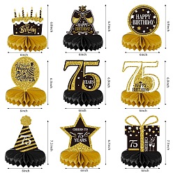 Золотистый 75 подарочная коробка для торта в виде звезды на день рождения 3d бумажные веера, сотовый центральный элемент украшения для вечеринки фестиваль украшения дома, золотые, 166~173x150 мм, 9 шт / комплект