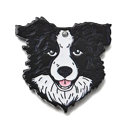 Черный Печатные акриловые подвески, собака, чёрные, 31x30.5x2 мм, отверстие : 1.8 мм