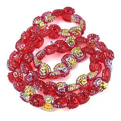 Rot Galvanisierte Einbrennlackierung, transparente Glasperlenstränge, Krabbe, ab Farbe plattiert, rot, 13x16x8.5 mm, Bohrung: 1.2 mm, ca. 55 Stk. / Strang, 24.41'' (62 cm)