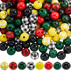 (52) Непрозрачная лаванда 200 шт. 8 стили деревянные бусины на рождественскую тематику, плед бусины, круглые, разноцветные, 16 мм, отверстие : 4 мм, 25 шт / стиль