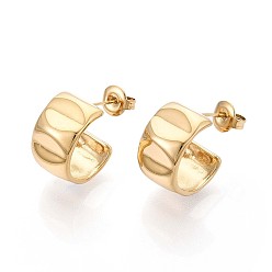 Настоящее золото 14K 304 из нержавеющей стали серьги, c-образный, ионное покрытие (ip), реальный 14 k позолоченный, 17x10 мм