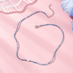 Апатит 2мм ограненные круглые бусы из натурального апатита, с бусинами из натурального культивированного пресноводного жемчуга и 304 застежками-карабинами из нержавеющей стали., цвет нержавеющей стали, 15.51~15.67 дюйм (39.4~39.8 см)