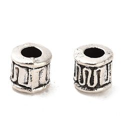 Argent Antique Perles en alliage de style tibétain, Perles avec un grand trou   , sans cadmium et sans plomb, colonne, argent antique, 5.5x5mm, Trou: 2.7mm, environ2127 pcs / 1000 g