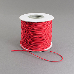 Red Round Elastic Cord, with Nylon Outside and Rubber Inside, Red, 1mm, about 109.36 yards(100m)/roll