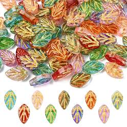 (52) Непрозрачная лаванда 90 шт 9 цвета бусины лэмпворк ручной работы, золотой металл обвитыми, лист, разноцветные, 11x7 мм, 10 шт / цвет