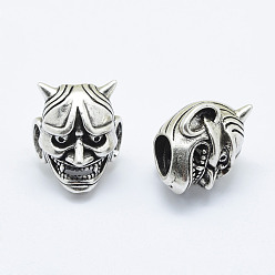Thai Sterling Silver Plated Brass Beads, Long-Lasting Plated, Cadmium Free & Nickel Free & Lead Free, Devil, Thailand Sterling Silver Plated, 19x16x14mm, Hole: 6mm