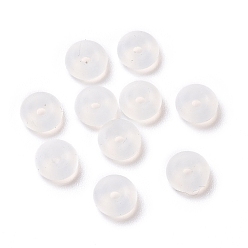 White Eco-friendly PVC Earring Pads, Clip Earring Cushions, for Clip-on Earrings, Flat Round, White, 5x1.9mm, Hole: 1mm