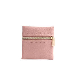 Pink Квадратные подарочные сумки из искусственной кожи для ювелирных изделий на молнии, подарочные пакеты для упаковки ювелирных изделий для сережек колец браслетов, розовые, 8x8 см