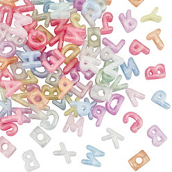 (52) Непрозрачная лаванда 100 шт прозрачные акриловые бусины, смешанные письмо, с блеском порошок, разноцветные, 19~20x6~19x12.5 мм, отверстие : 6.5 мм