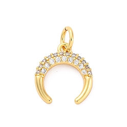 Настоящее золото 16K Латунные микро проложить кубического циркония подвески, без кадмия и без свинца, двойные роговые прелести, с целью перехода в кольце, реальный 16 k позолоченный, 13x11.5x2 мм, отверстие : 3.5 мм