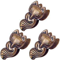 Zorro 3 Clips de aleación de zinc (piezas), para documento en papel, suministros de oficina de la escuela, zorro, 35.5x18x20.5 mm
