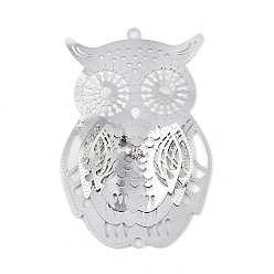 Нержавеющая Сталь Цвет 304 подвески-соединители в виде совы из нержавеющей стали со стразами, гравированные металлические украшения, цвет нержавеющей стали, 89x59x5 мм, отверстия : 3.3 mm и 3.5 мм