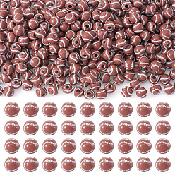 Кокосово-Коричневый 300 шт. акриловые непрозрачные европейские бусины с распылительной печатью, бусины с большим отверстием, бейсбол, кокосового коричневый, 11x10.5 мм, отверстие : 4 мм, Около 1000 шт / 500 г