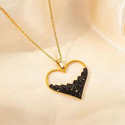 Реактивный Самолет 304 ожерелья из нержавеющей стали со стразами для женщин, сердце, золотые, струя, 15.75 дюйм (40 см)