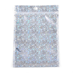 Серебро Блестящая голографическая звезда пластиковая упаковка инь-ян пакеты с застежкой-молнией, верхние пакеты с самозапечатыванием, прямоугольные, серебряные, 15.9x11x0.01 см, односторонняя толщина: 2.5 мил(0.065мм)