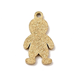 Золотой 304 Подвески из нержавеющей стали с текстурированным покрытием, ионное напыление (IP), мальчик, золотые, 13.5x7x1 мм, отверстие : 1 мм