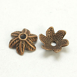 Красная Медь  Крышки для бусин тибетского стиля, без кадмия, без никеля и без свинца, Красная медь, 11x10x5 мм, отверстие : 2 мм