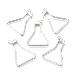 Platinum Alloy Open Back Bezel Pendants, For DIY Epoxy Resin, Pressed Flower Jewelry, Drift Bottle, Platinum, 41.5x30.5x3.5mm, Hole: 2.5mm