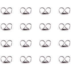 Нержавеющая Сталь Цвет 304 из нержавеющей стали гайки уха, спинки фрикционных серег для сережек-гвоздиков, цвет нержавеющей стали, 5x3.5x2 мм, отверстие : 1 мм